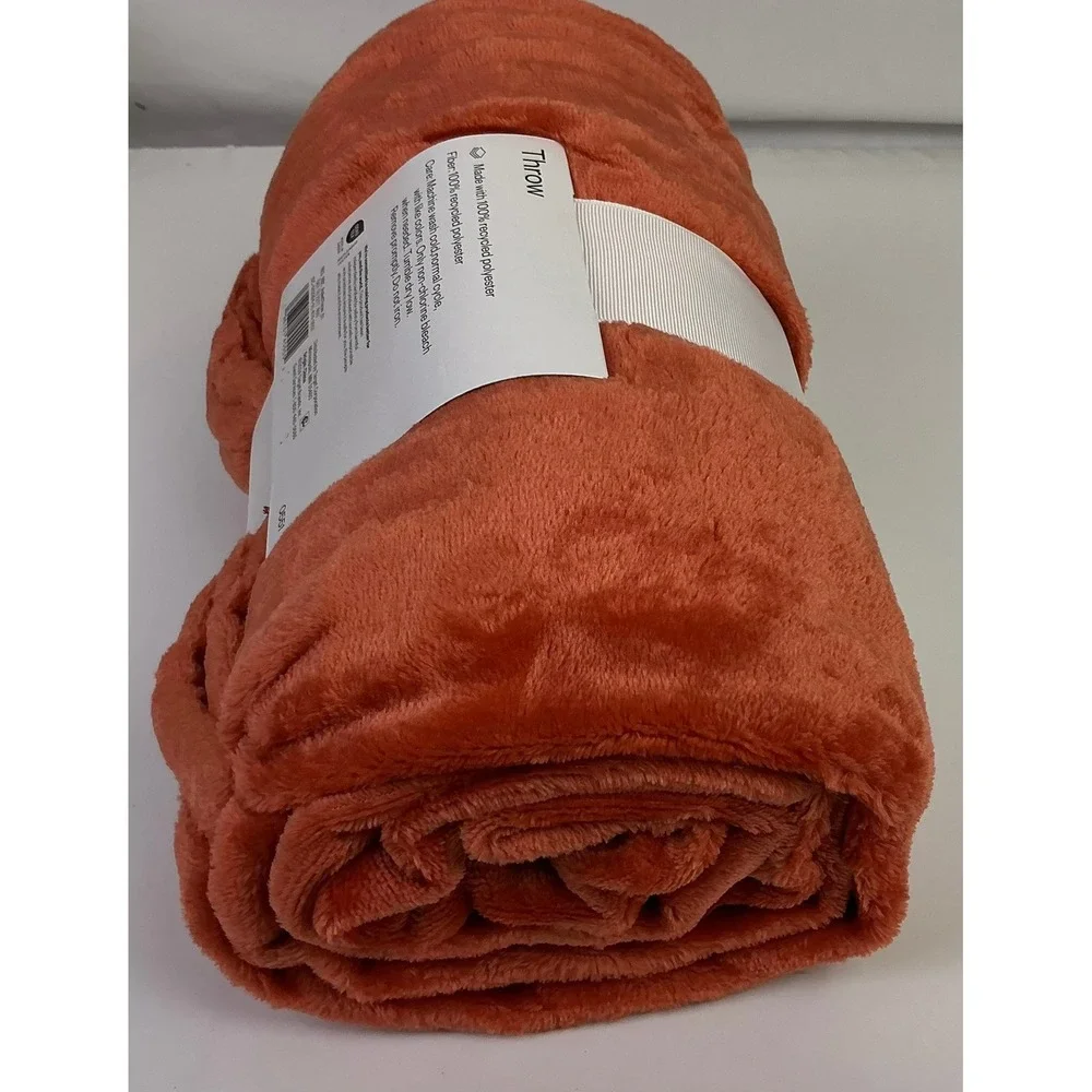 Room Essentials Throw‎ Blanket 50x60 Inches Cozy Orange Recycled Polyester